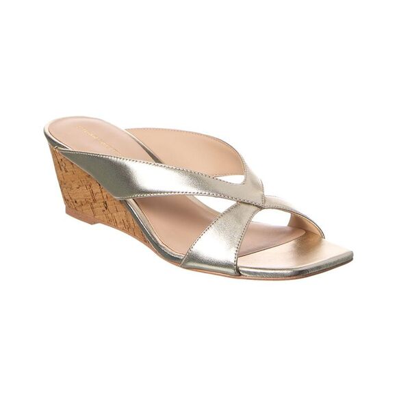 Stuart Weitzman Shoes - Stuart Weitzman Miami 50 Leather Wedge Sandal, Gold